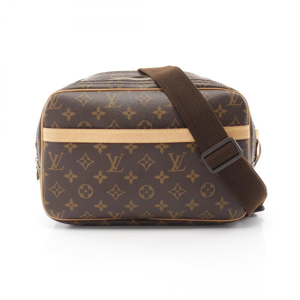 Louis Vuitton Reporter Monogram Shoulder Bag Canvas Leather Brown